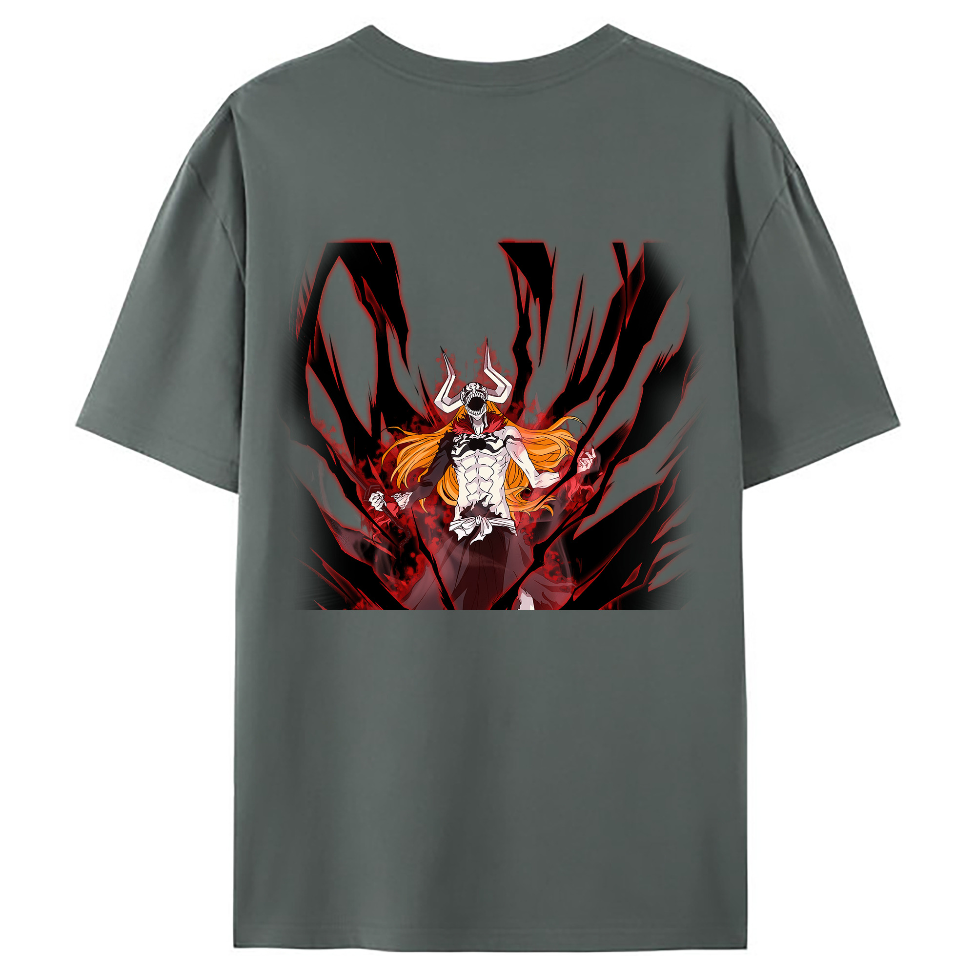 （画像用） ブリーチ 黒崎一護（くろさき いちご）BLEACH Kurosaki Ichigo 綿100％ メンズ半袖Tシャツ（バックプリント） 通気性